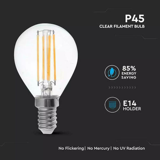 V-TAC Λάμπα LED 6W 78mm για Ντουί E14 και Σχήμα P45 Θερμό Λευκό 600lm