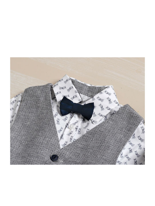 Lollipop Boys Baptism Suit with Vest 5pcs Gray