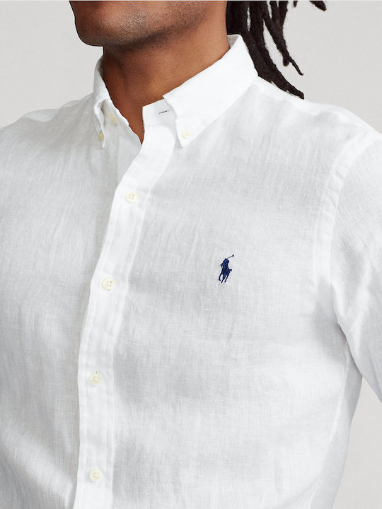 Long-sleeved Linen Shirt White