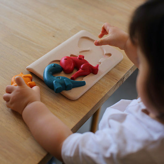 Ξύλινο Παιδικό Puzzle Σφηνώματα Δεινόσαυροι 3pcs Plan Toys