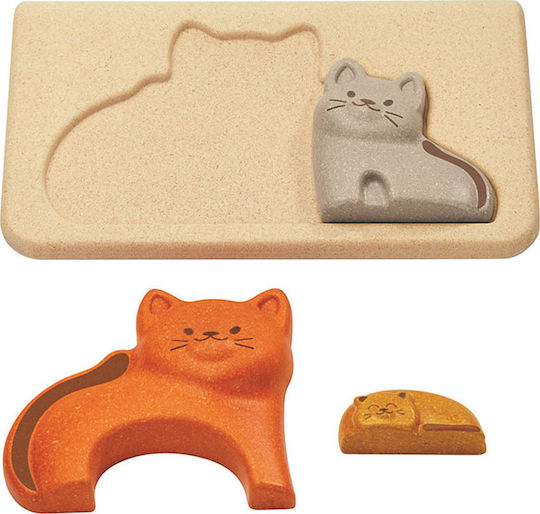 Wooden Kids Peg Puzzle Cat 3pcs Plan Toys