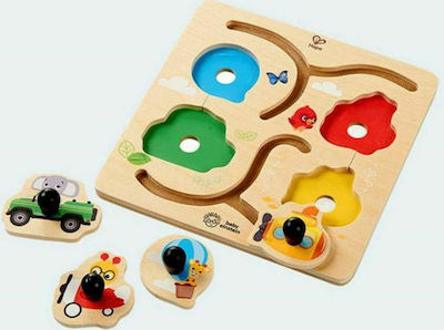 Wooden Kids Peg Puzzle Paths To Adventure for 1+ Years 4pcs Hape