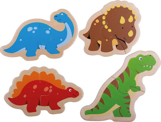 Lemnos Puzzle pentru Copii cu Îmbinări Dinozauri pentru 1+ Ani 8buc Big Jigs