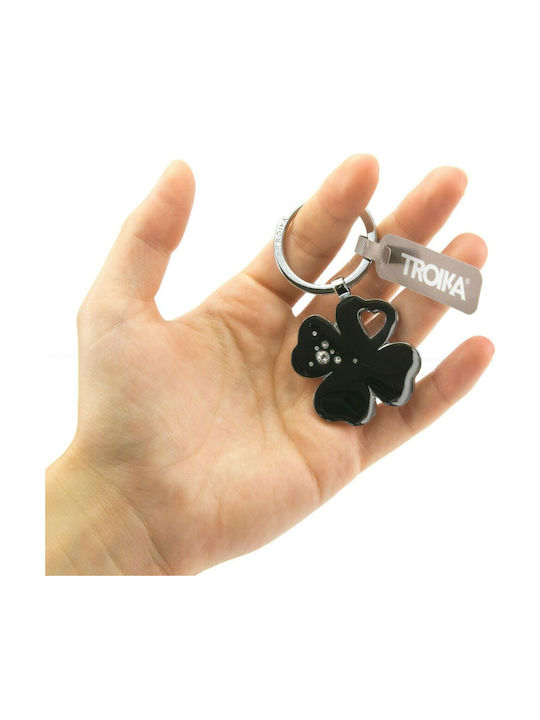 Troika Metallic Silver Wallet Keychain Kleeblatt