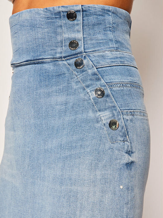 Denim Bleistift Hoch tailliert Midi Rock Blau