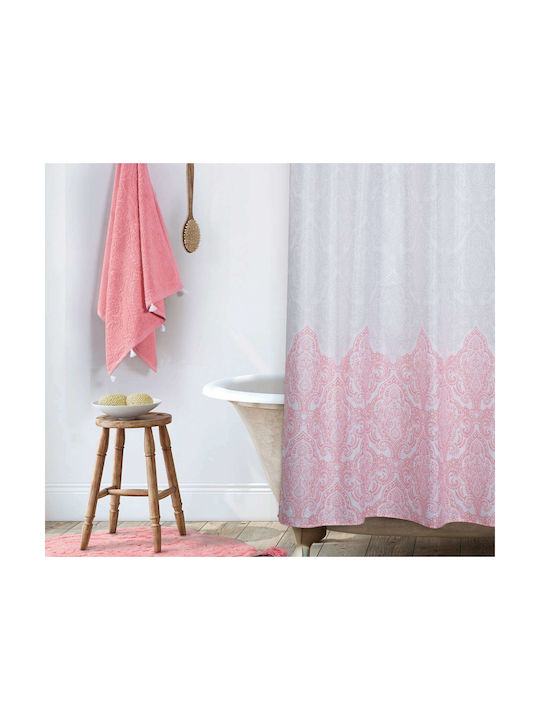 Nef-Nef Toscana Shower Curtain with Hooks 180x180cm Coral 027993