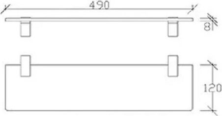 Tema Επιτοίχια Ραφιέρα Μπάνιου Γυάλινη 50x12x8cm Ασημί