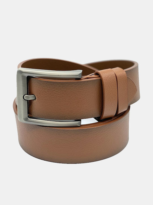 Wide Men's Belt Leather Tabac Brown