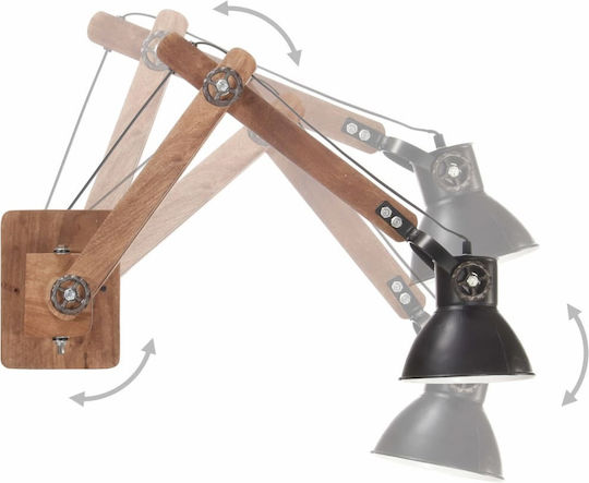 vidaXL Vintage Lamp Wall with Socket E27 Black 16cm