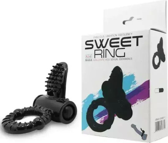 Baile Sweet Ring Δονούμενο Δαχτυλίδι Πέους Σιλικόνης Black D-219325