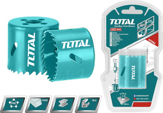 Total Hole Saw Set HSS with Diameter 38mm for Wood and Metal