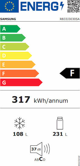 Samsung 339лт NoFrost В185xШ60xД67см. Inox RB33J3030SA