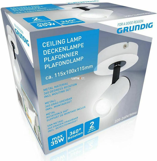 Grundig Μονό Σποτ με Ντουί GU10 σε Λευκό Χρώμα