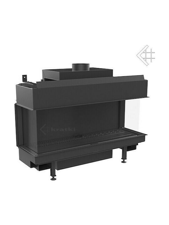 Kratki Leo LP 100 G20 Ενεργειακό Τζάκι Κασέτα Αερίου 10kW Τρίπλευρο με Σταθερή Πόρτα