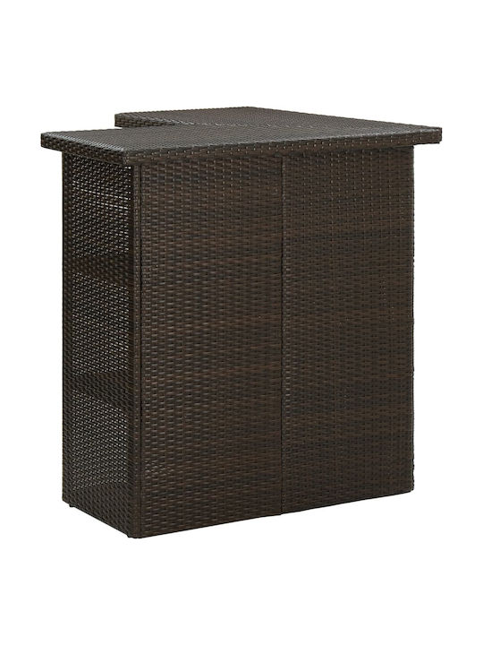 Tisch Bar für Außenbereich Rattan Stabil Brown 100x50x105cm