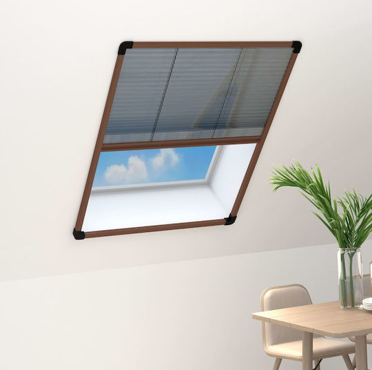 vidaXL Σίτα Παραθύρου Πλισέ από Fiberglass Καφέ με Πλαίσιο 120x80cm