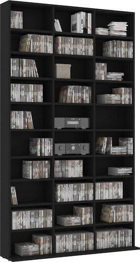 vidaXL Етажерка за под CD Мебел за CD Черна 102x23x177.5см, изработена от частици от дървесни плочи 102x23x177.5см