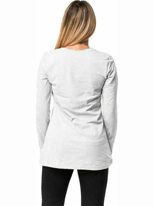 Bodymove Damen Sportliche Bluse Langärmelig Weiß