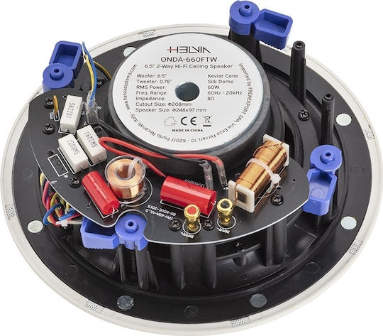 Helvia ONDA-660TF Παθητικό Ηχείο Οροφής 60W (Τεμάχιο) Λευκό