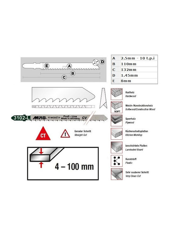 MP.S 3102-L Lama pentru lemn 110mm