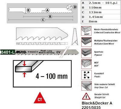 MP.S 3403-L Blade for Wood 110mm 5pcs