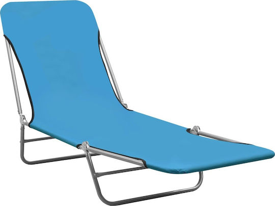 vidaXL Foldable Steel Beach Sunbeds Blue 182x55x24cm 2pcs