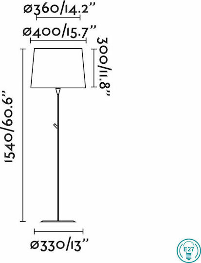 Faro Barcelona Conga Stehleuchte H154xB40cm. mit Fassung für Lampe E27 Schwarz