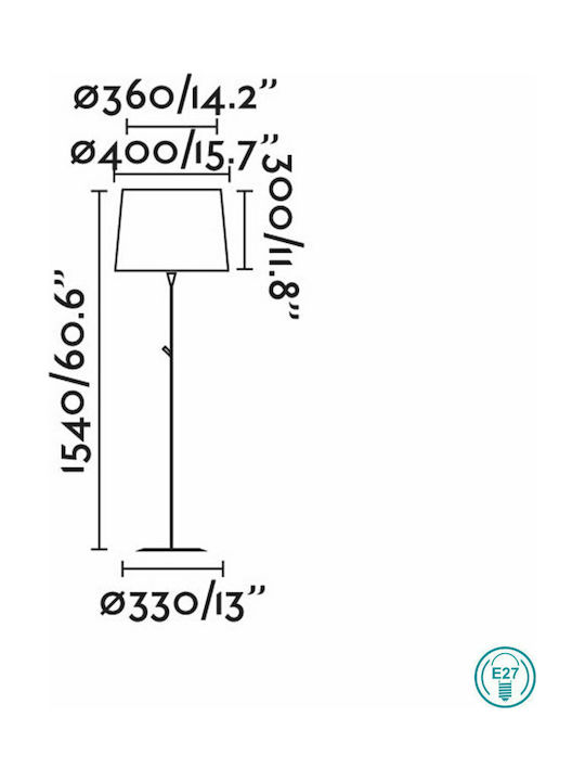 Faro Barcelona Samba Lampa de podea Î154xL40cm. cu Soclu pentru Bec E27 Galben