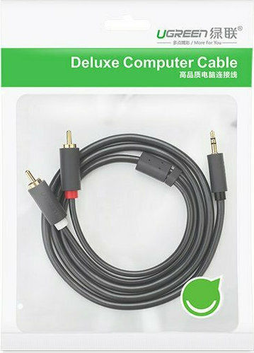 Ugreen 3.5mm Female to RCA Male Audio Cable Gray 0.25m with Gold Plated Terminals 10561
