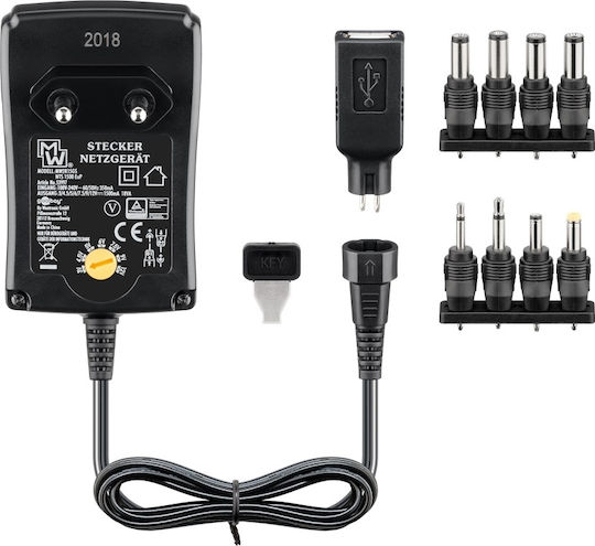 Goobay Einstellbar Universal Netzteil 3 bis 12V 1.5A 18W mit 8 Steckern (53997)
