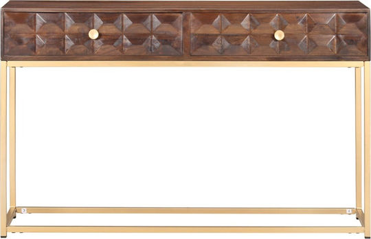 vidaXL Konsolentisch aus Massivholz & Metall Holz Mangoholz M122xB36xH75cm