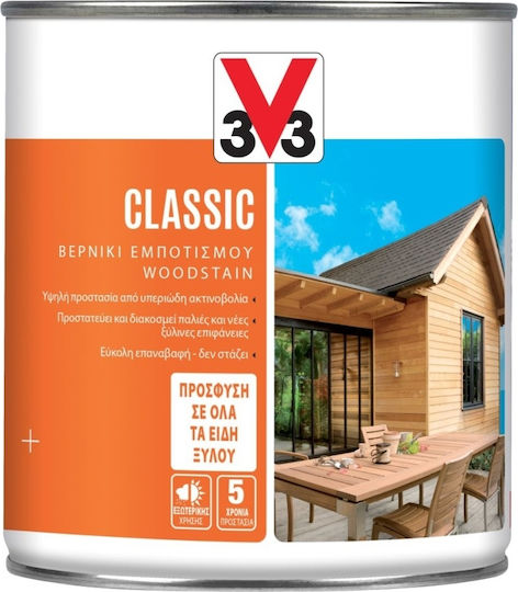 V33 Classic Woodstain Βερνίκι Εμποτισμού Διαλύτου 04 Δρυς Σατινέ 750ml