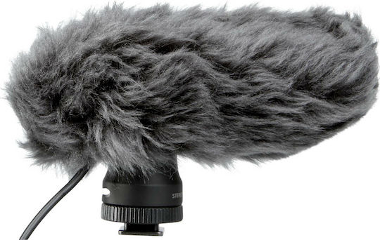 Panasonic VW-VMS10E Кондензатор (Малка диафрагма) Микрофон 3.5mm Шоково монтиран за Камера в Черен Цвят