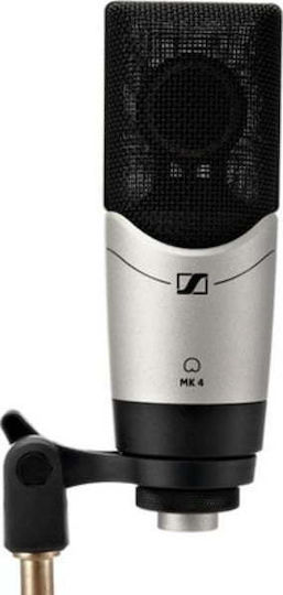 Sennheiser MK4 Σετ Πυκνωτικό Μικρόφωνο XLR Shock Mounted για Φωνητικά σε Ασημί Χρώμα