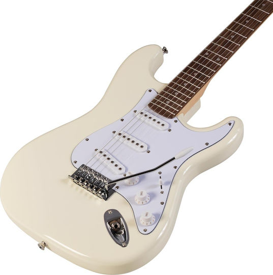 Soundsation Rider Junior Elektrische Gitarre mit SSS Tonabnehmerkonfiguration Vintage White