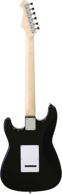 Aria Electric Guitar Pro II STG-004 with HSS Pickups Layout, Tremolo, Techwood Fretboard in Black