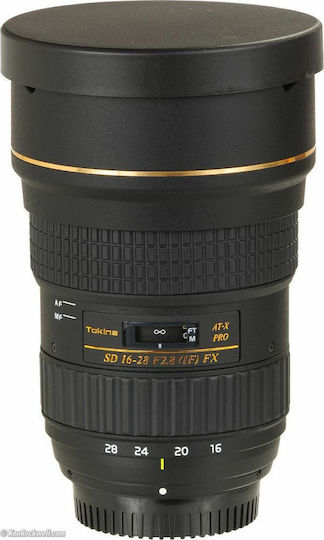 Tokina Full Frame Φωτογραφικός Φακός AT-X 16-28 F2.8 PRO FX Wide Angle Zoom για Canon EF Mount Μαύρος