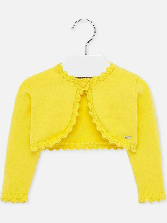 Mayoral Girls Knitted Bolero Jacket with Buttons Yellow