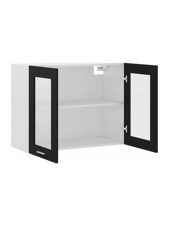 Wall Cabinet Μαύρο L80xW31xH60cm