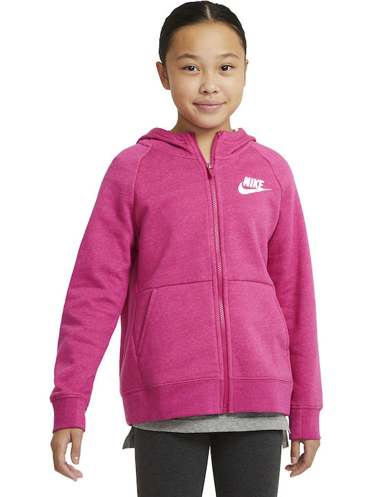 Nike Αθλητική Παιδική Ζακέτα Φούτερ με Κουκούλα Φούξια Sportswear
