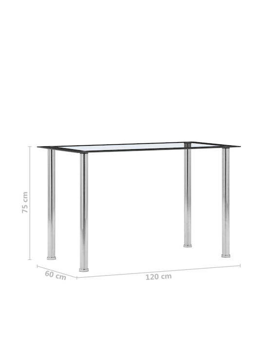 Table Dining Room with Glass Surface Black - Transparent 120x60x75cm