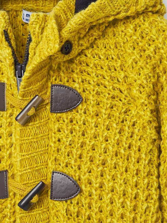 Kids Cardigan Knitted with Hood Yellow