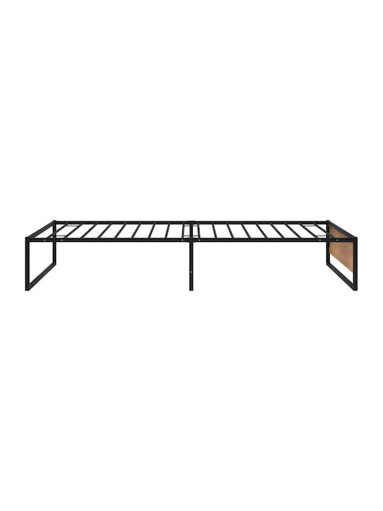 Einzelmetallbett Schwarz mit Lattenrost für Matratze 100x200cm