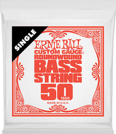 Ernie Ball Custom Gauge Electric Bass Nickel Wound Single String Nickel Wound of Bass 50