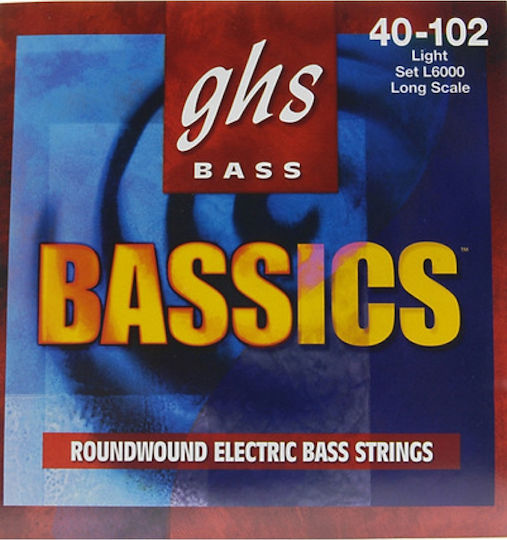 GHS Strings Bassics Single Nickel Plated Steel Bass Strings 4 Pieces 40 Inch Light