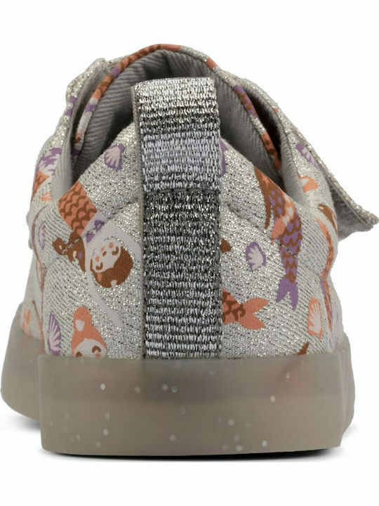 Foxing Print Kids Sneakers Anatomic with Scratch Silver