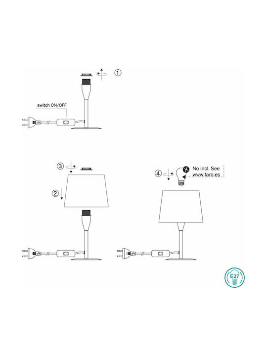 Faro Barcelona Mambo Metal Vintage Table Lamp for Socket E27 LED with Brown Shade and Black Base