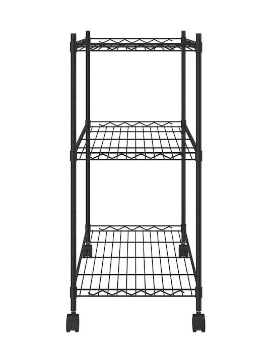 vidaXL Metallisches Küchenwagen Mit 3 Ebenen Schwarz 60x35x81cm