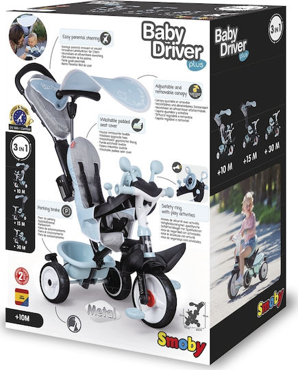 Smoby Baby Driver Plus Foldable and Convertible for 10 Months Blue