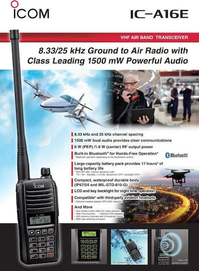 Icom IC-A16E Ασύρματος Πομποδέκτης UHF/VHF 6W